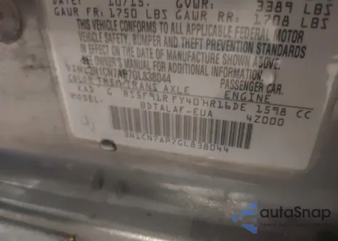 2016 Nissan Versa 1.6 S from USA, damaged, VIN 3N1CN7AP7GL838044